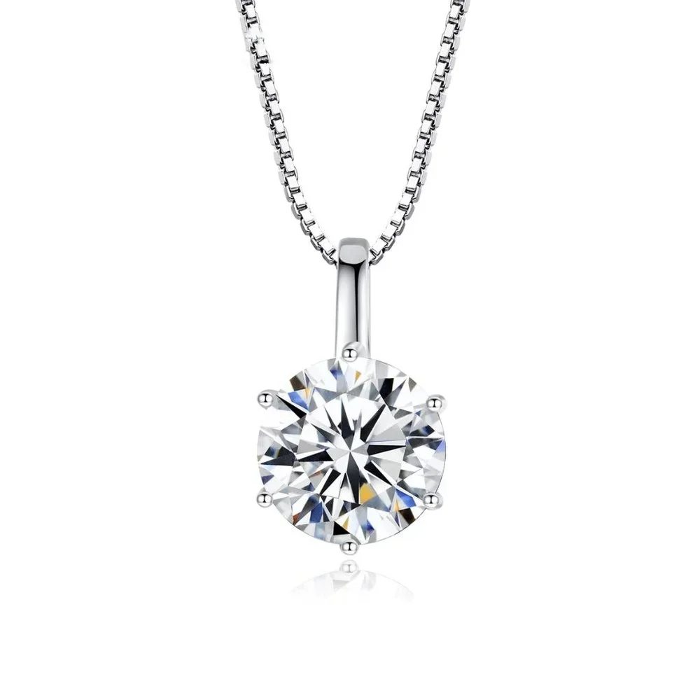 Certified 1ct. t.w. Diamond Round Necklace 18k White Gold over Italy Silver - Picture 3 of 15